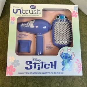 FHI Unbrush Disney Stitch Mini Blow Dryer and Detangling Brush Travel Set Kids